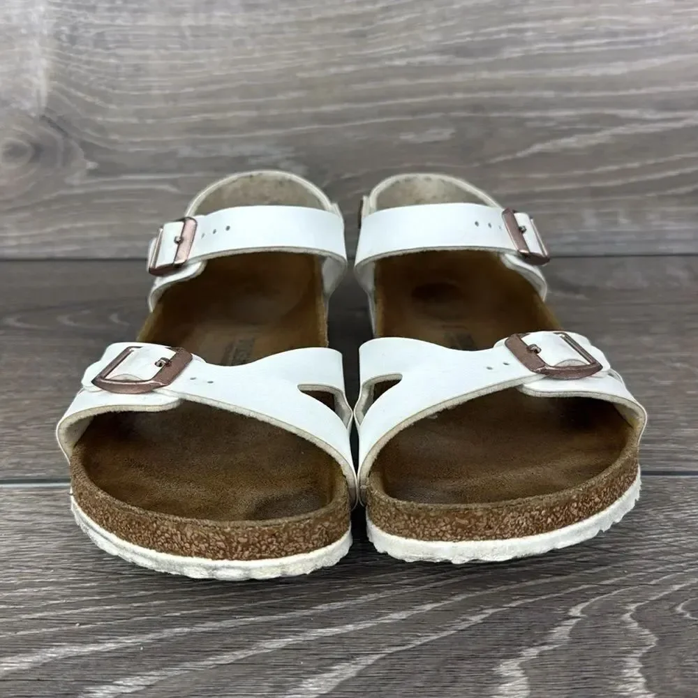 Birkenstock Rio Birko Flor White Leather Women’s Sz 3/EU 34 Slingback Sandals